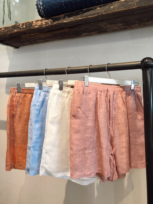 EDEN SHEER LINEN SHORTS - ROSE GOLD